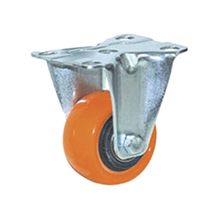 Rodachina fija doble rodamiento Naranja PVC 40 mm