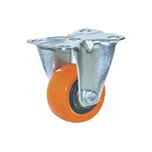 Rodachina fija doble rodamiento Naranja PVC 65 mm