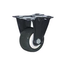 Rodachina fija doble rodamiento negra PVC 65 mm