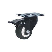Rodachina giratoria con freno doble rodamiento negra PVC 65 mm