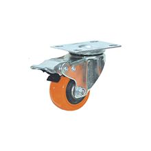 Rodachina giratoria freno doble rodamiento Naranja PVC 50 mm