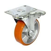 Rodachina PU giratoria c/freno, doble rodamiento 100 mm 4"