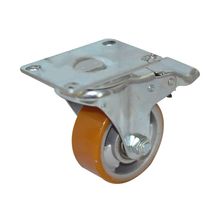 Rodachina PU giratoria c/freno, doble rodamiento 75 mm 3"