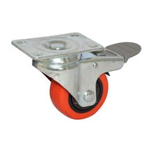 Rodachina PU giratoria con freno de nylon Roja 125 mm 5"