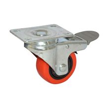 Rodachina PU giratoria con freno de nylon Roja 75 mm 3"