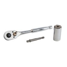 Copa universal con ratchet Jgo + adaptador 3/8" STANLEY
