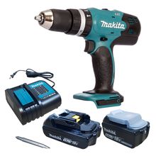 Taladro percutor 1/2" 18V 2 baterías 1.5AH MAKITA DHP453SFE