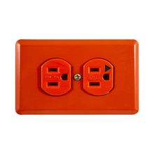 Toma doble incrustar Naranja con polo aislado 15A