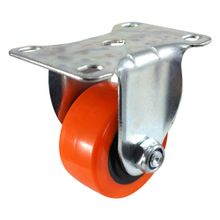 Rodachina fija doble rodamiento Naranja PVC 65 mm  DISCOVER