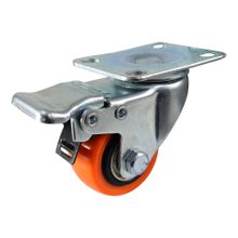 Rodachina giratoria freno doble rodamiento Naranja PVC 40 mm  DISCOVER