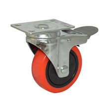 Rodachina PU giratoria Roja 100 mm 4"  DISCOVER