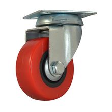 Rodachina R L P giratoria en PVC roja100mm 4"  DISCOVER