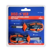 Destornillador 2 piezas pala 6x38mm -estrella PH2x38mm DISCOVER