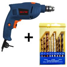 Taladro de impacto 3/8" 600W+ Jg 9 pz Brocas metal-muro-madera EID397+  DISCOVER