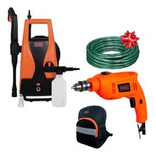 Hidrolavadora 1400W+TB550-B3 Taladro 550W 3/8"+ morral B&D