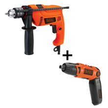 Kit Taladro percutor 1/2" 550W VVR + LI2000 Atornillador 3.6V B & D