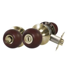 Cerradura Dorada perilla madera baño DISCOVER