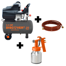 ¡COMBO! Compresor 3.5 HP 25L JN34 con Pistola 472C y Manguera de 200 lbs