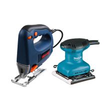 Combo Caladora orbital 600W DIS+M9200B Lijadora de palma 1/4" MAKITA  DISCOVER