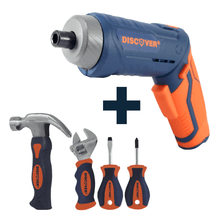 ¡COMBO! Atornillador 4V Discover + Kit Herramientas Manuales STUBY
