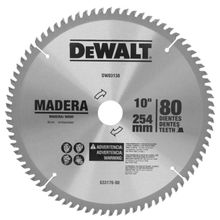 Disco sierra 80 dientes madera 10 DEWALT DWA03130
