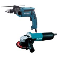 Taladro percutor 1/2" 760W VVR + 9557HNG Pulidora 4.1/2" 840W MAKITA